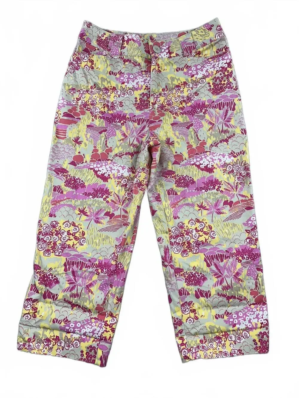 White Stag Printed Capri Pants Floral Vibrant Colors